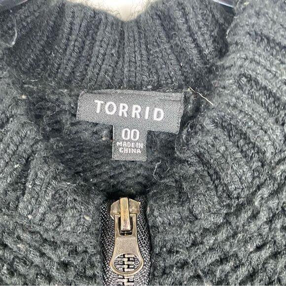 Torrid Black Lace Up Bomber Sweater - Picture 3 of 5